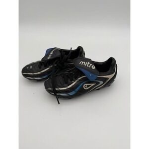 Mitre Size 1.5 Black Blue Soccer Cleats Youth Kids Athletic Sport Field Shoes